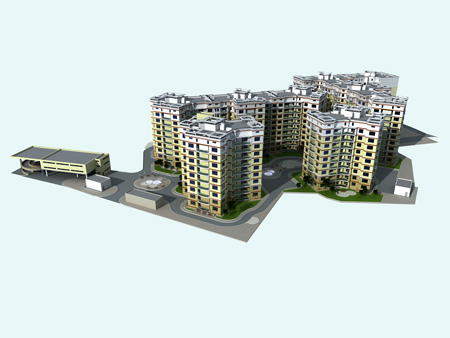 Разработка 3d модели жилого квартала - 