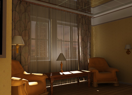 Разработка 3d модели гостинной комнаты 